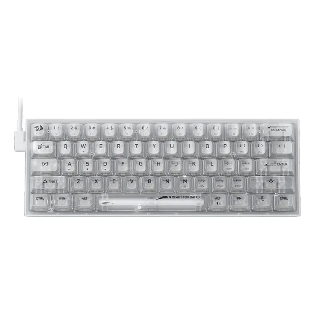 TECLADO GAMER REDRAGON FIZZ RGB K617CT TRANSPARENTE 60% US IDIOMA INGLÉS US