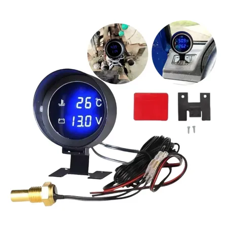 Pro Car Voltímetro Marcador De Temperatura Sensor Carro Preto Azul