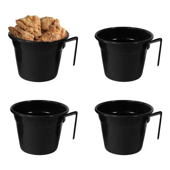 Tigela Cumbuca Pote 500ml Vasilha Alça Preto Bar Petisco 4un