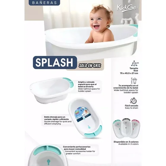 Bañera Splash De Kid Go Con Doble Drenaje / 0-24m