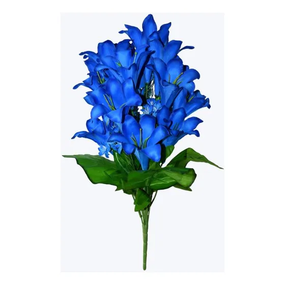 Ramo De 15 Flores De Azucenas Artificiales Azul Rey