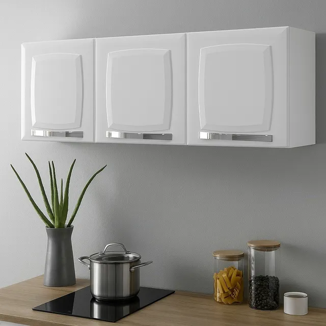 Armário Aéreo Cozinha Lavanderia Aço 3 Portas Rose Itatiaia Branco