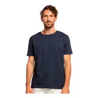 Camiseta Tommy Hilfiger Masculina Essential Azul Marinho Camiseta Tommy Hilfiger Masculina Essential Azul Marinho