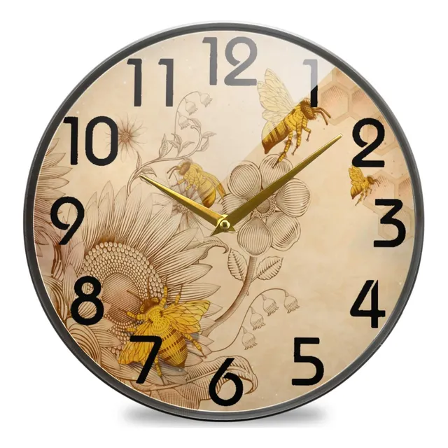 Naanle Vintage Honey Bee And Wildflowers Retro Reloj Pared