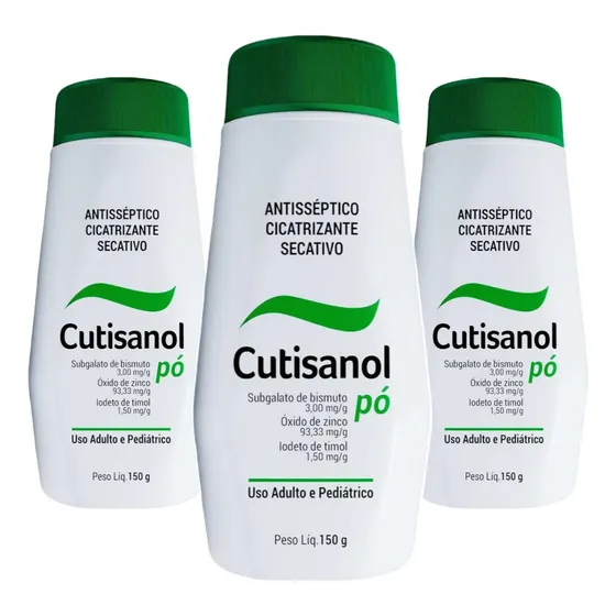 Kit 3 Cutisanol Pó Cicatrizante/antisséptico 150g
