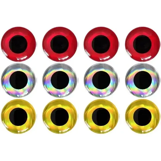 Kit 120 Olho 3d Holográfico P/ Isca E Jig Head 6mm 3 Cores