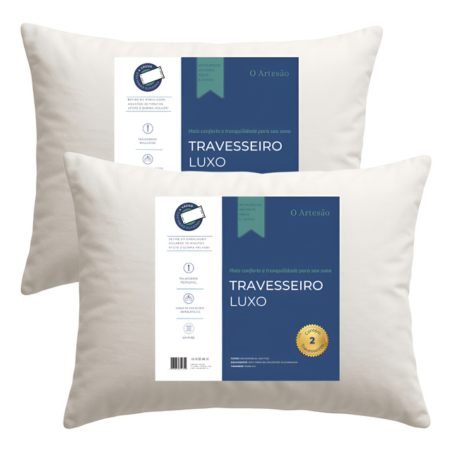 Kit 2 Travesseiro Antialérgico Regulável Lavável Fibra 50x70 Kit 2 Travesseiro Antialérgico Regulável Lavável Fibra 50x70