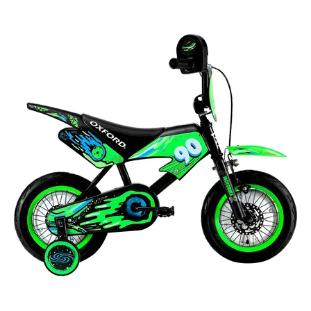 Bicicleta Oxford Infantil Motobike Aro 12 Negro/verde