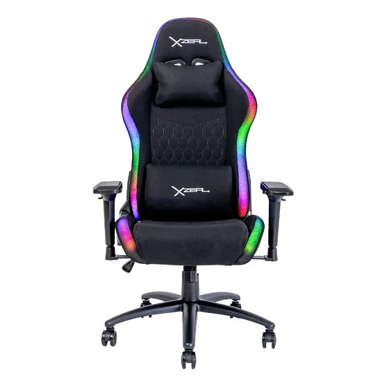 Silla De Escritorio Xzeal Rgb Xz15 Gamer 150kg Ergonómica Con Tapizado De Tela Negra