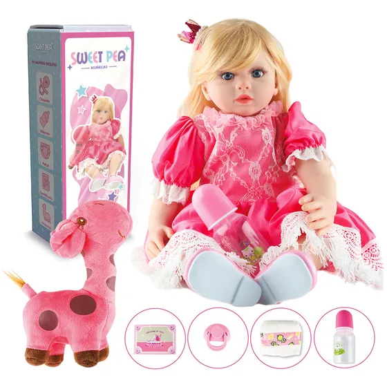 Muñeca Bebe Reborn Ricitos De Oro Sweet Pea Realista Silicona 60cm + Accesorios Original