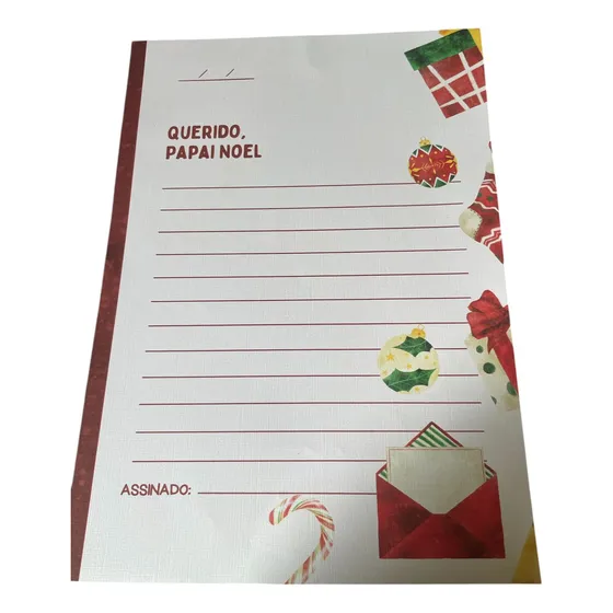03 Papeis Personalizado Carta Papai Noel - A-4  Linho 120grs