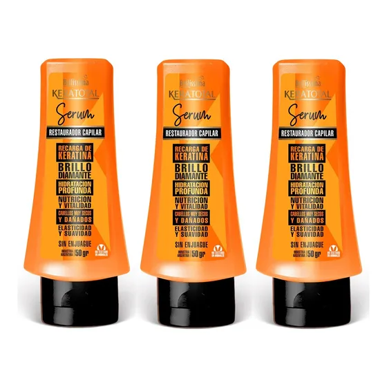 Serum Restaurador Capilar Keratina Bellissima 50g Pack X3
