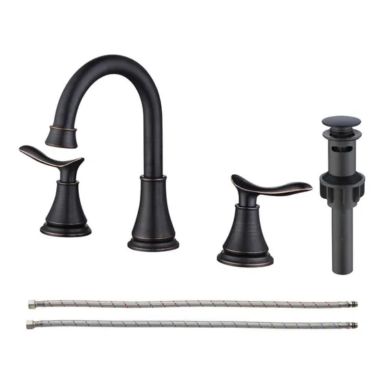 Grifo Lavabo Baño 2 Manija 8  Bronce Aceitado 3 Agujero 360°