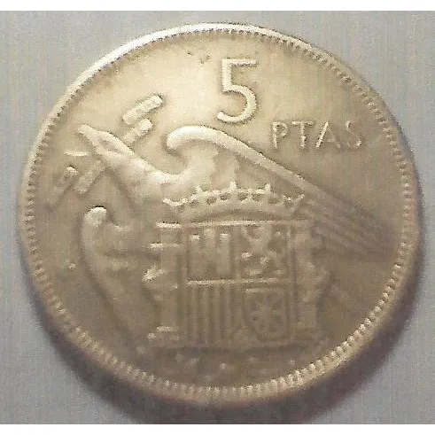 Moeda*- 5 Pesetas - Espanha - 1957