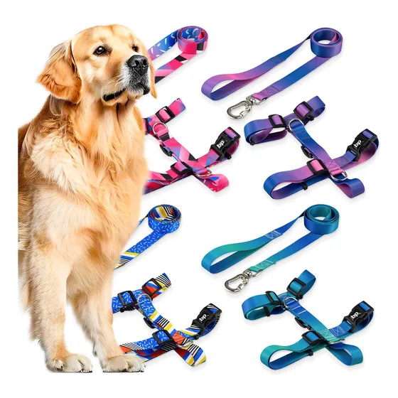 Coleira Peitoral Basic Pet Com Guia Para Cão
