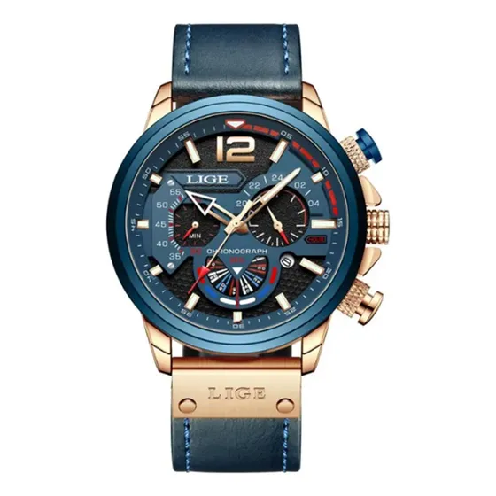 Reloj Lige De Lujo, Cronógrafo, Calendario, Correa De Cuero