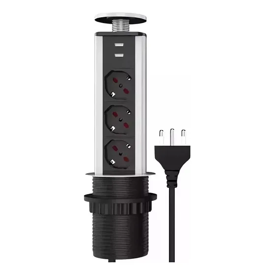 Torre Enchufe Chileno 3 Orificios(3 Enchufes + 2 Usb)