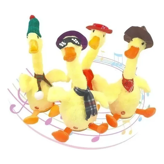 Pato Bailarín De Peluche Con Repetidor De Voz Carga Usb