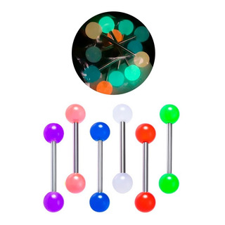 Piercing Lengua 6 Pz Fosforescente Brilla Oscuridad Barra Piercing Lengua 6 Pz Fosforescente Brilla Oscuridad Barra