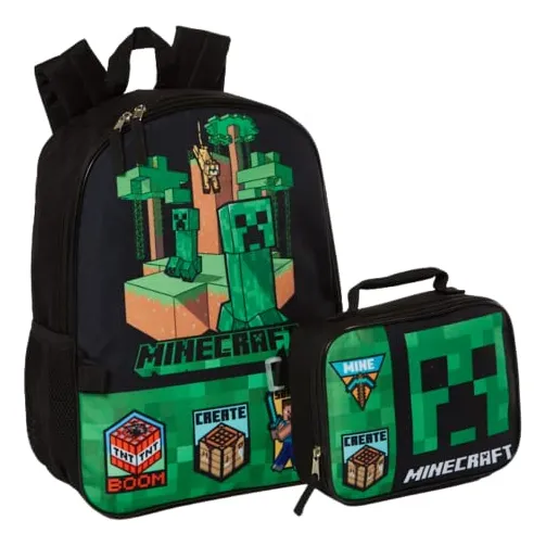 Ralme Minecraft Mochila Con La Caja De Almuerzo Para M3zqe