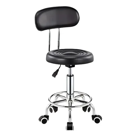 Cadeira Mocho Giratória :ideal Para Tatu Estúdios&beleza Preto Couro Sintético