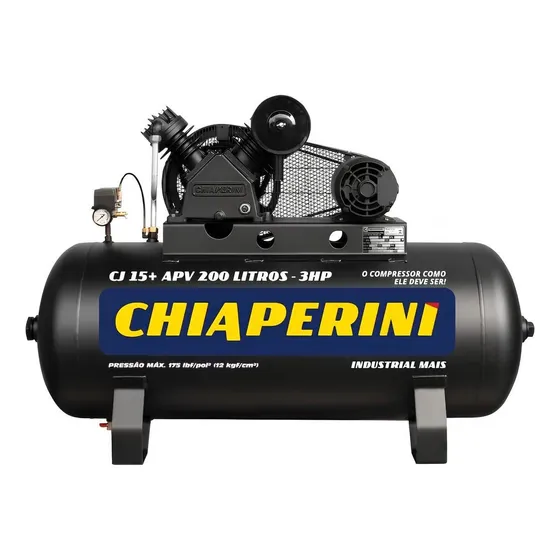 Compressor De Ar 15pés 200litros 3cv Cj15 Chiaperini Pro Ind Cor Preto monofásico