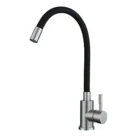 Monocomando Flexible Cocina Mesada Rimontti Color Negro