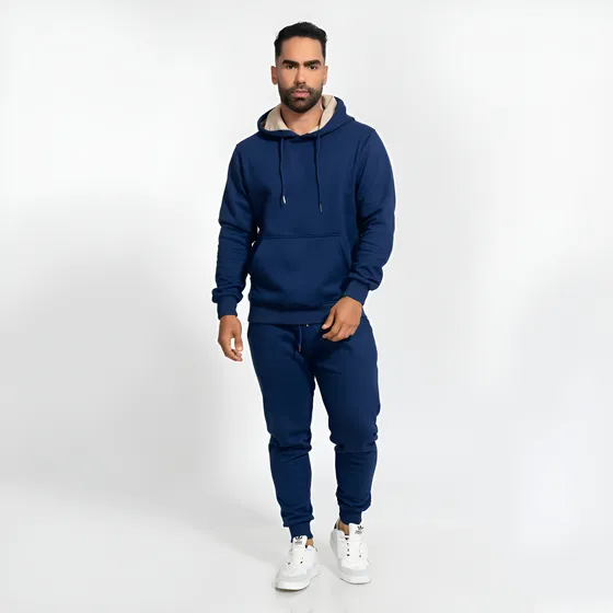 Conjunto Buzo De Algodón Polera Y Jogger Azul Acero