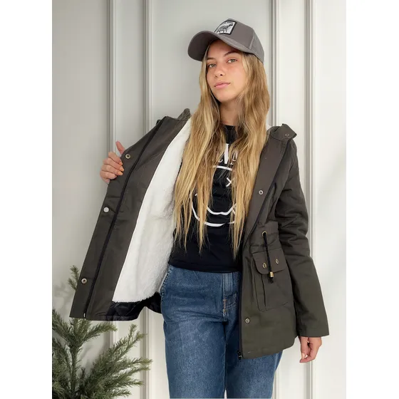 Customs Ba Campera Mujer Parka Corderito Talles Especiales C