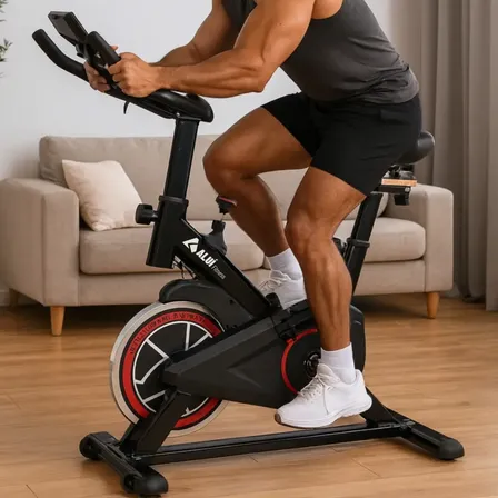 Bike Spinning Aluí Bal8 Preto/Vermelho C/ Roda Inércia 8kg Fitness
