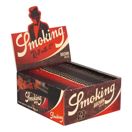 Caixa de Seda Smoking Brown King Size - 50 livretos - Smoking
