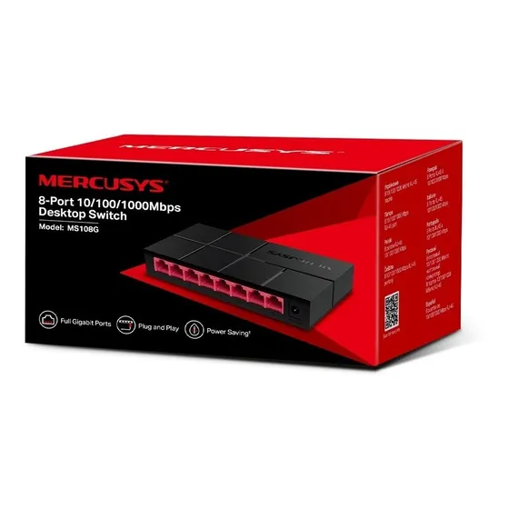 Switch 8 Puertos Mercusys 10/100/1000 Mbps Ms108g