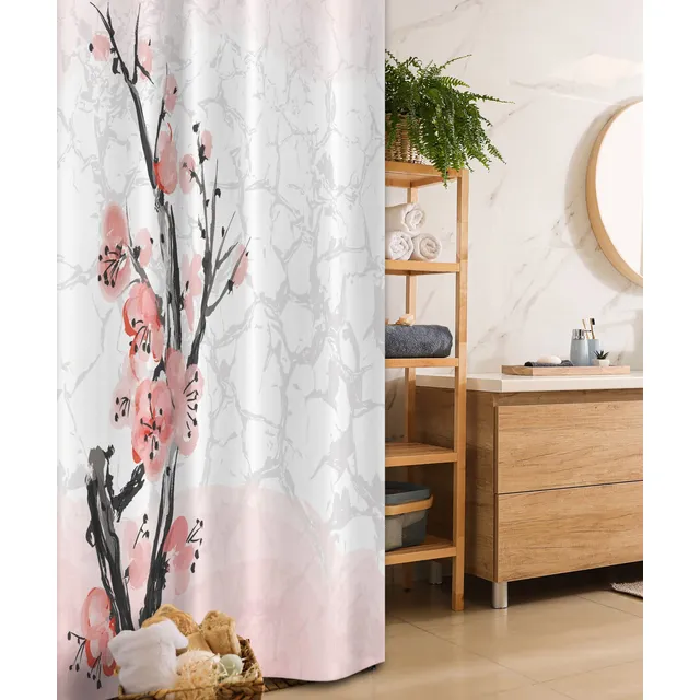 Cortina Ducha Diseño Flor Cerezo Japon Rama Arbol Sakura X