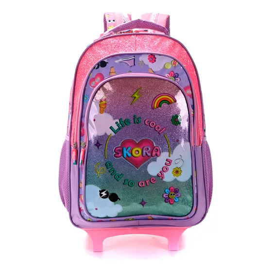 Mochila Carrito Letter Life Cool De 18 Pulgadas Con Llavero