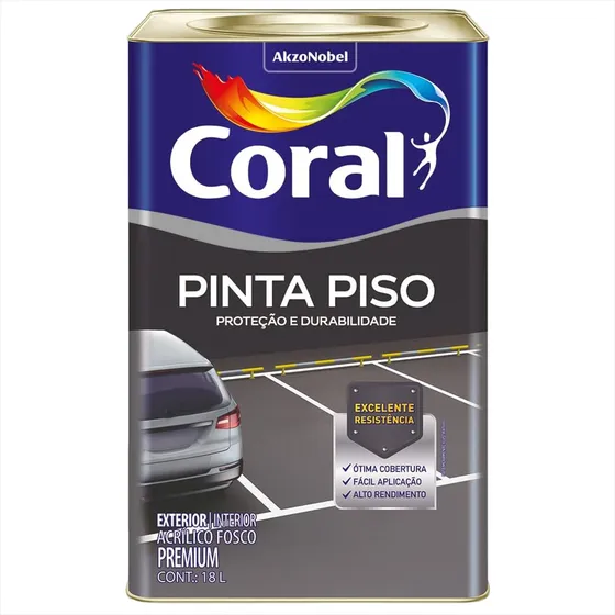Tinta Coral Pinta Piso Inter/exte Premium Alta Performance Acabamento Fosco Cor Cinza Medio | 18 Litros