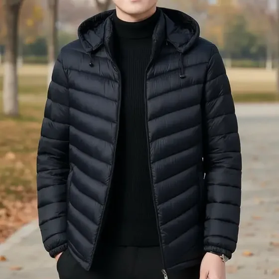 Chaqueta Térmica Hombre Parka Impermeable Engomada Con Gorro