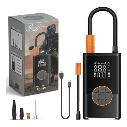 Compressor De Ar Portátil Mini Digital Usb Para Pneu De Carro Moto Bike Recarregavel Preto 127/220v 60 Hz Monofásica