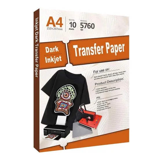Vinil Transfer Inkjet  Telas Oscuras Tamaño A4  (10 Hojas) 