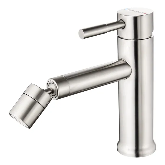 Grifo Lavabo Baño Moderno Niquel Cepillado Un Solo Orificio