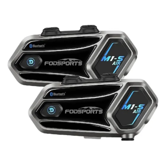 Fodsports M1-S AIR Intercomunicador Auriculares BT 5.0 Para Casco Sistema de Comunicación de 2-6 Vías 1000M Compartir Música/AUX Multitarea de Audio/Radio FM/ IPX65
