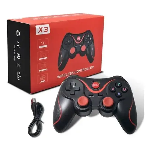 Controle Gamepad Bluetooth RoHS X3 Android iOS PC Preto Sem Fio