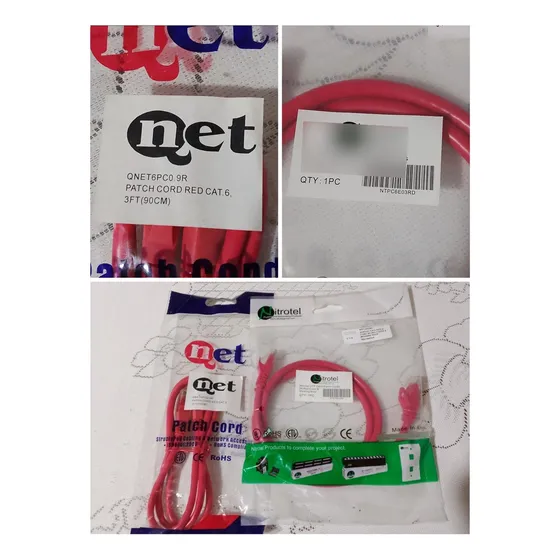 (9) Patch Cord Utp Cat6. 3ft  (3 Nitrotel + 6 Qnet) - Rojo