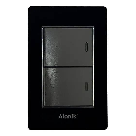 5 Placas Acrílico Con 2 Apagadores Sencillos Negro Con Marco