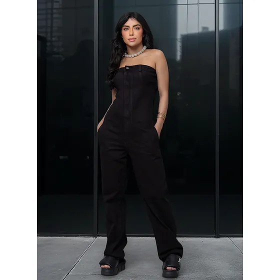Macacão Jeans Flare Tomara Que Caia Ceas Modas Feminino