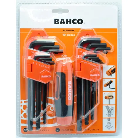 Llave Allen Bahco Métrica Y Pulgadas Pla001-hx Naranja