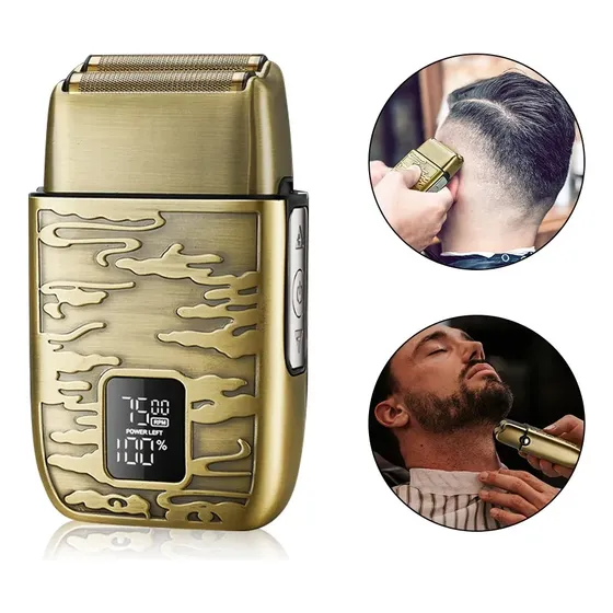 Barbeador Elétrico De Lâminas Para Barbearia Dourado 127/220v