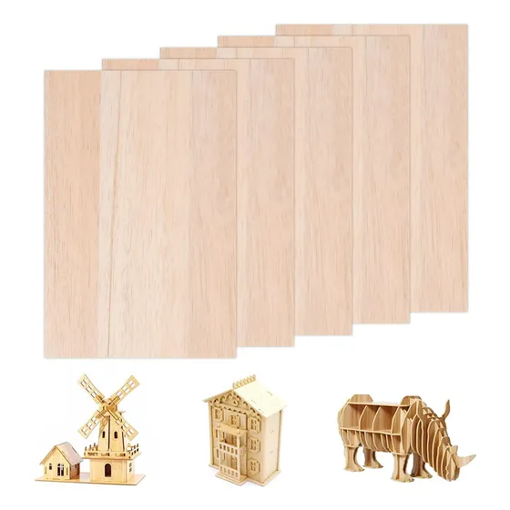5pcs Madera De Hoja De Balsa, Placa Delgada Panel De Madera