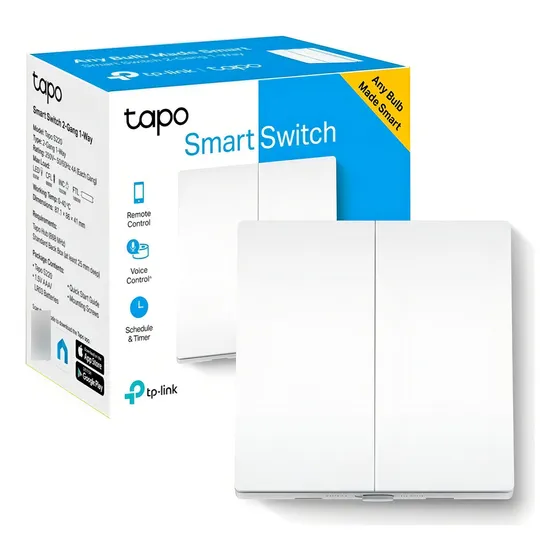 Llave De Luz Wi-fi Tp-link Tapo S220 2 Vías Inteligente Color Blanco Corriente Nominal 4 A Voltaje Nominal 220v
