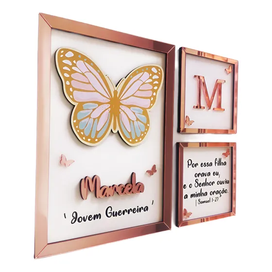 Quadrinhos Quadros Infantil Borboleta Quarto De Bebê Menina