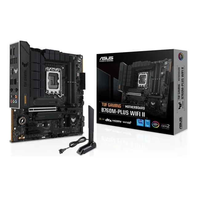 Tarjeta Madre ASUS TUF GAMING B760M-PLUS WIFI II LGA1700 4x DDR5 3x M.2 PCIe 5.0 USB-C WIFI 6E BT 5.3 Micro ATX